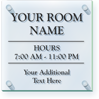 Custom Acrylic Sign for Room Name and Business Hours